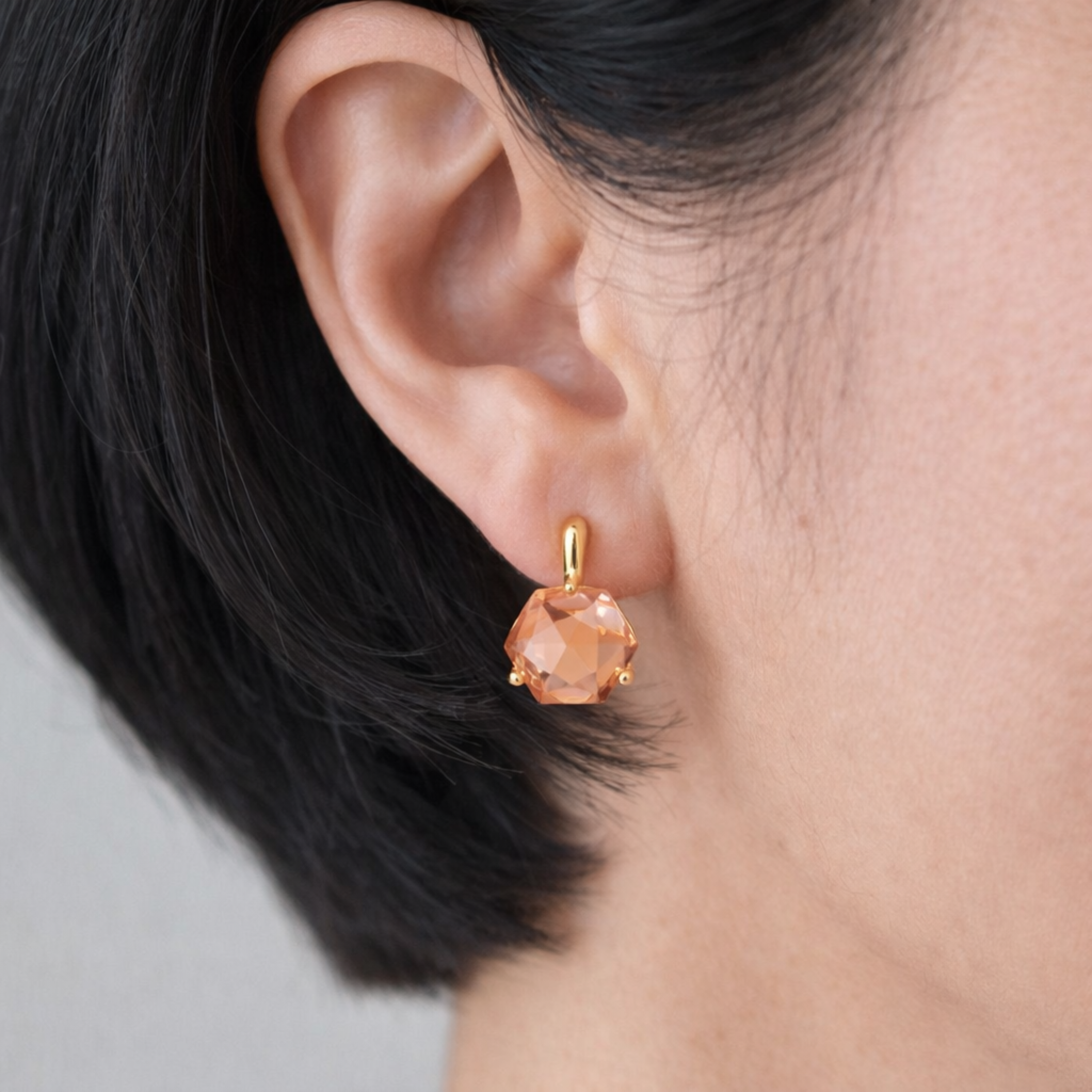 Gilded Prism Drop Earrings – Faceted Stones With A Sculpted Gold Setting: Crystal Clear