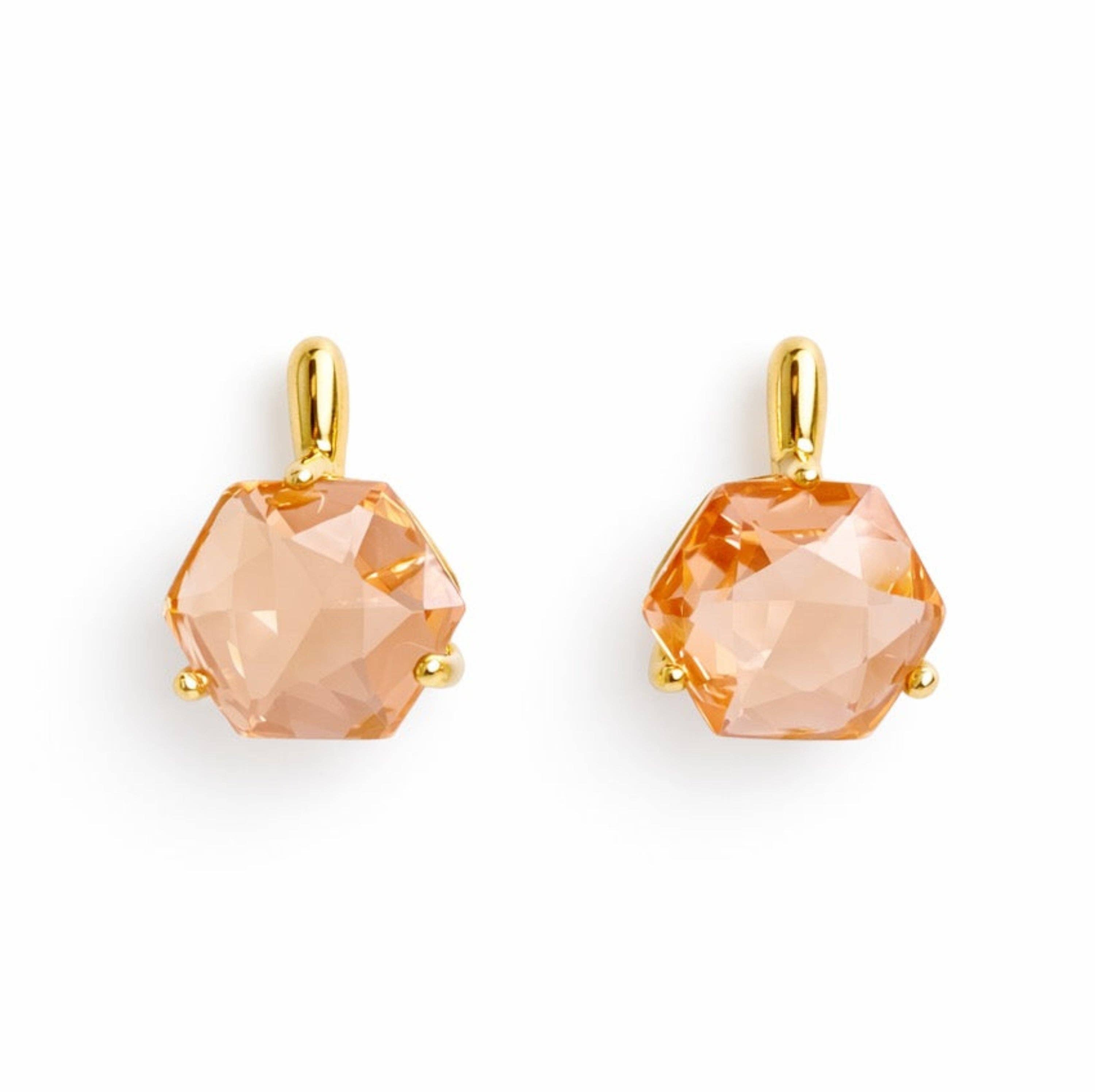 Gilded Prism Drop Earrings – Faceted Stones With A Sculpted Gold Setting: Crystal Clear