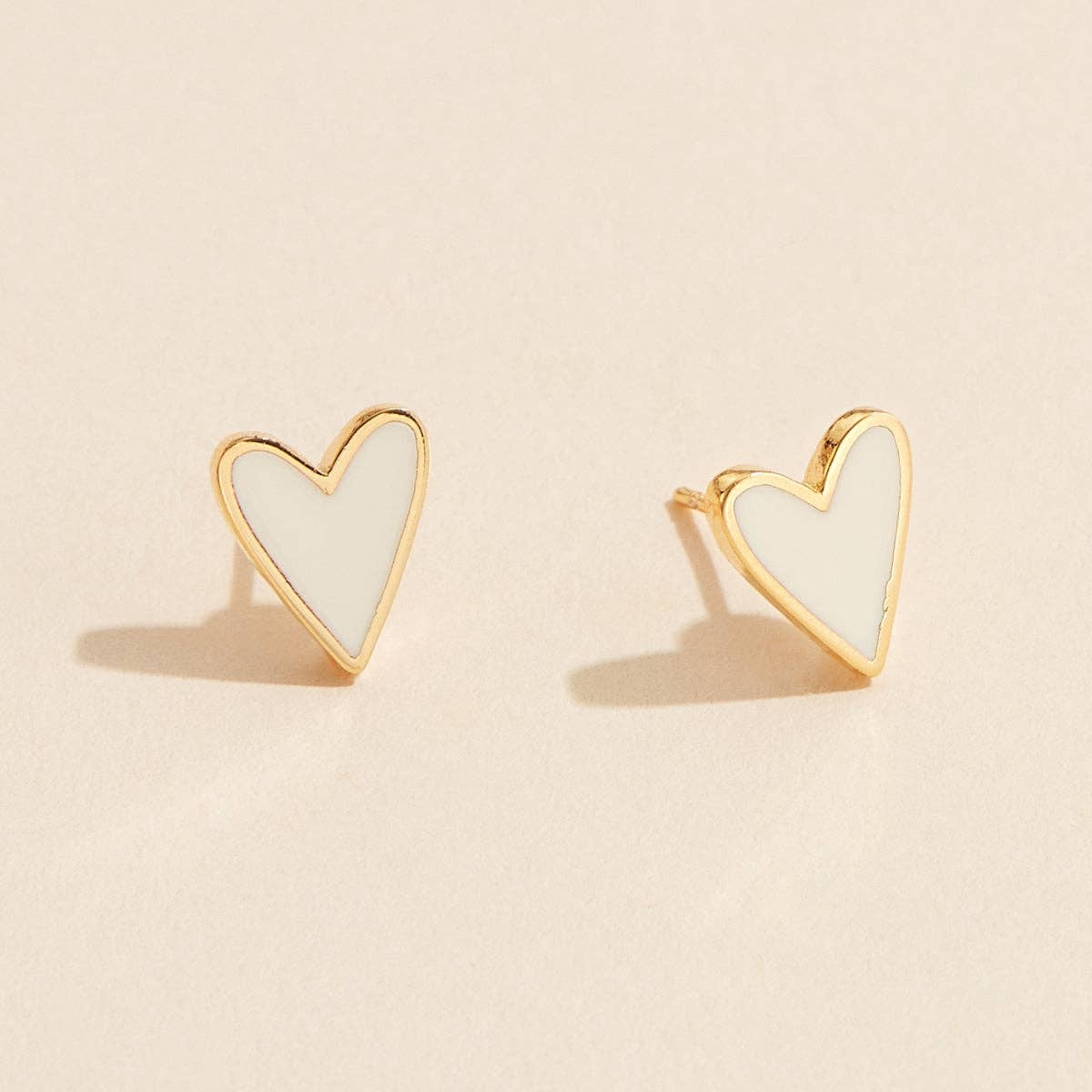 Enamel Heart 18K Gold Dip Stud Earrings: Mint / One / JE-654