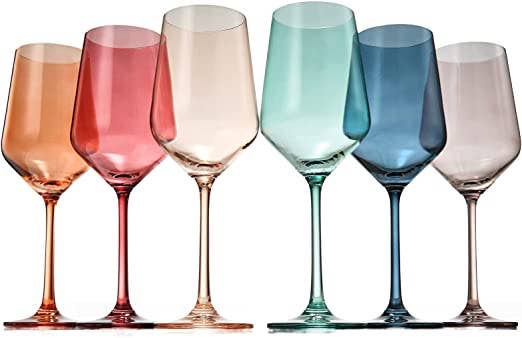 Colored Wine Glasses Pastel - Set of 6