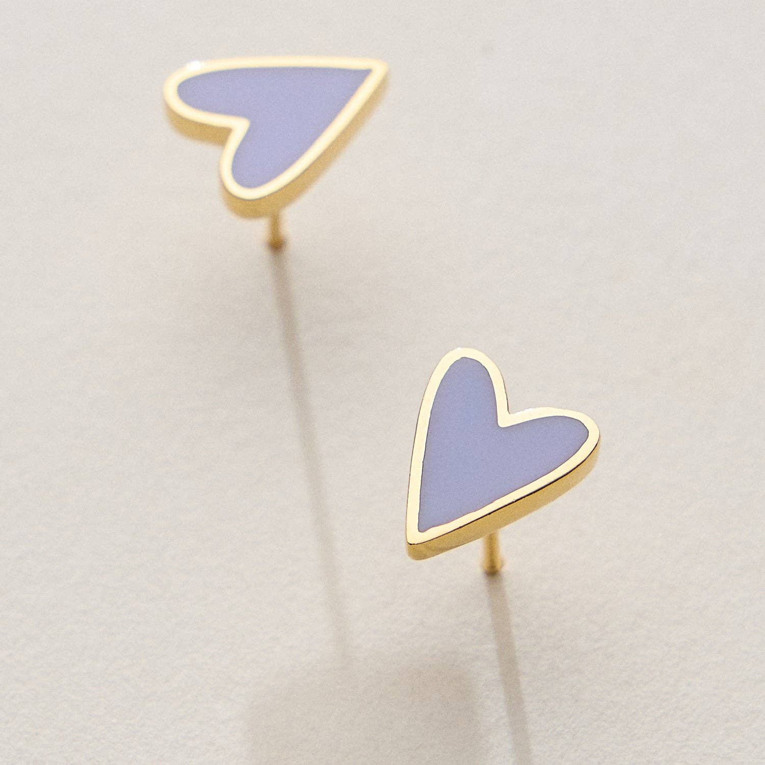 Enamel Heart 18K Gold Dip Stud Earrings: Blush / One / JE-654