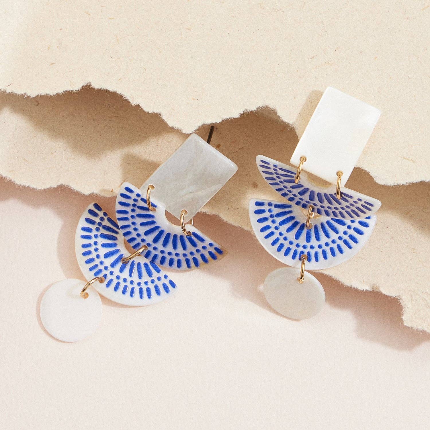 Geometric Mother-of-Pearl Dangle Earrings