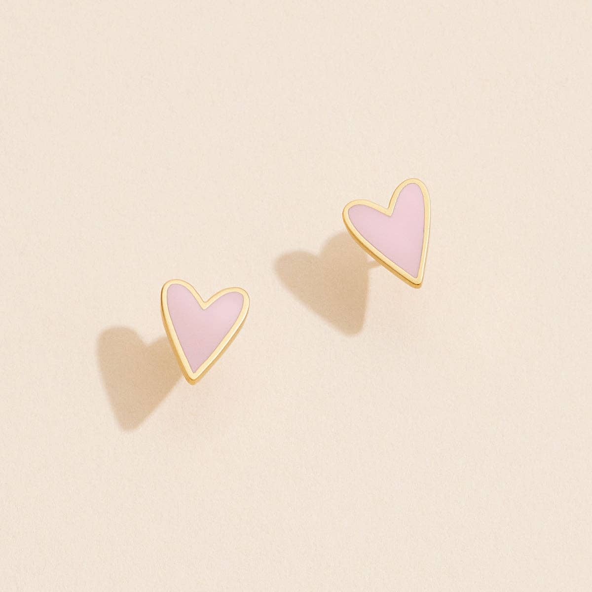Enamel Heart Stud Earrings: Black