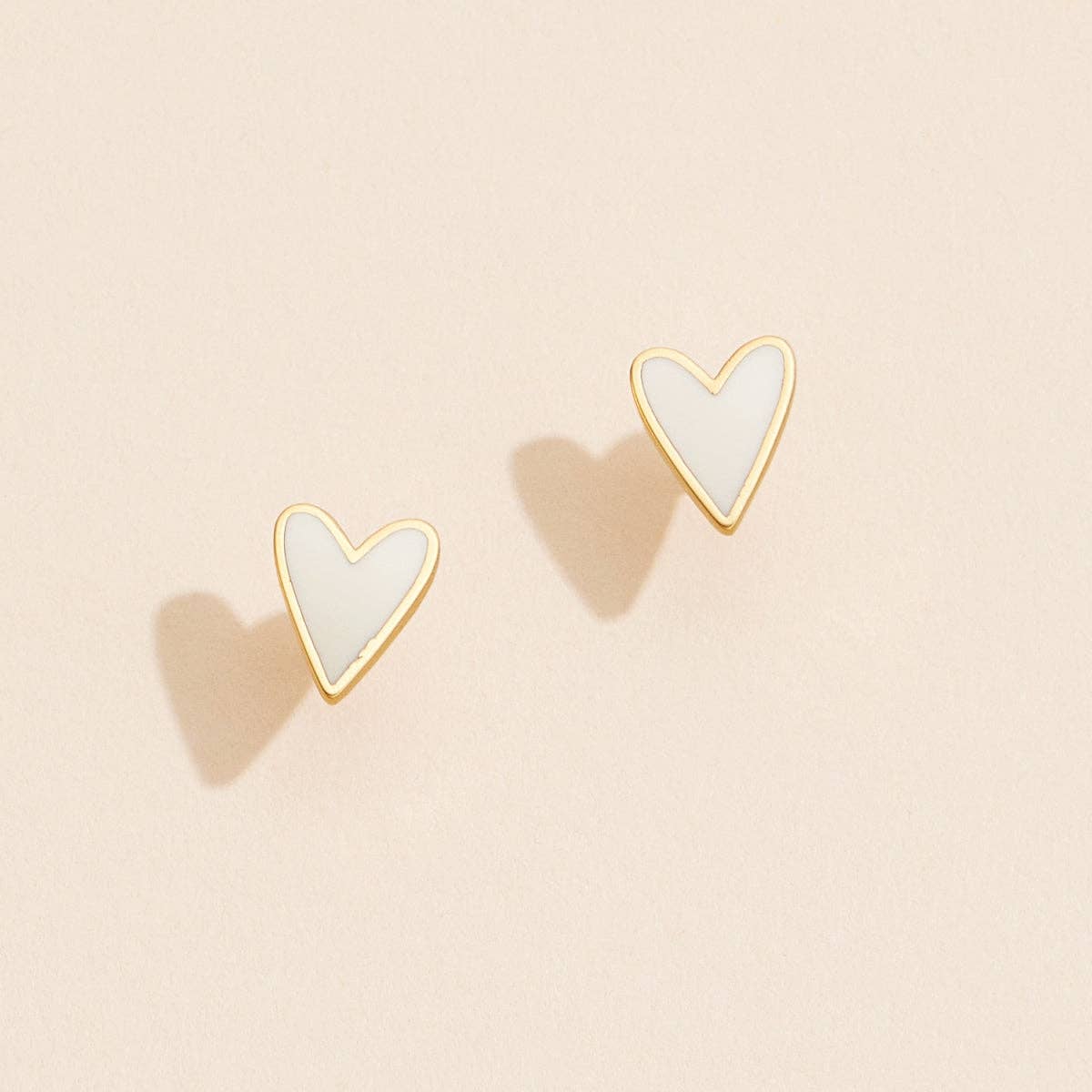 Enamel Heart 18K Gold Dip Stud Earrings: Blush / One / JE-654