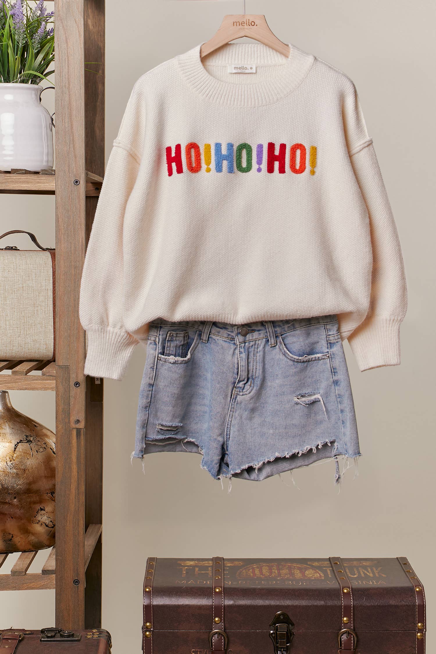 Oversize Christmas Sweater with Letter Applique