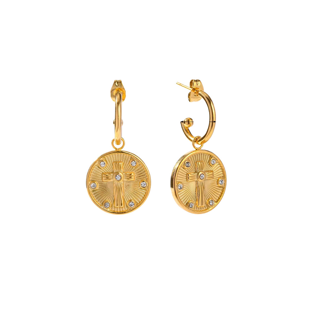 Faithful Cross Hoop Earrings