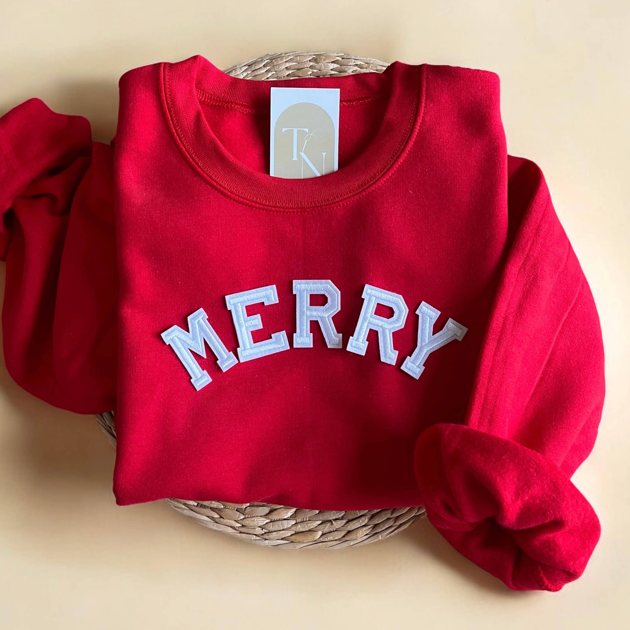 MERRY Crewneck Sweatshirt, Christmas Sweaters for Women