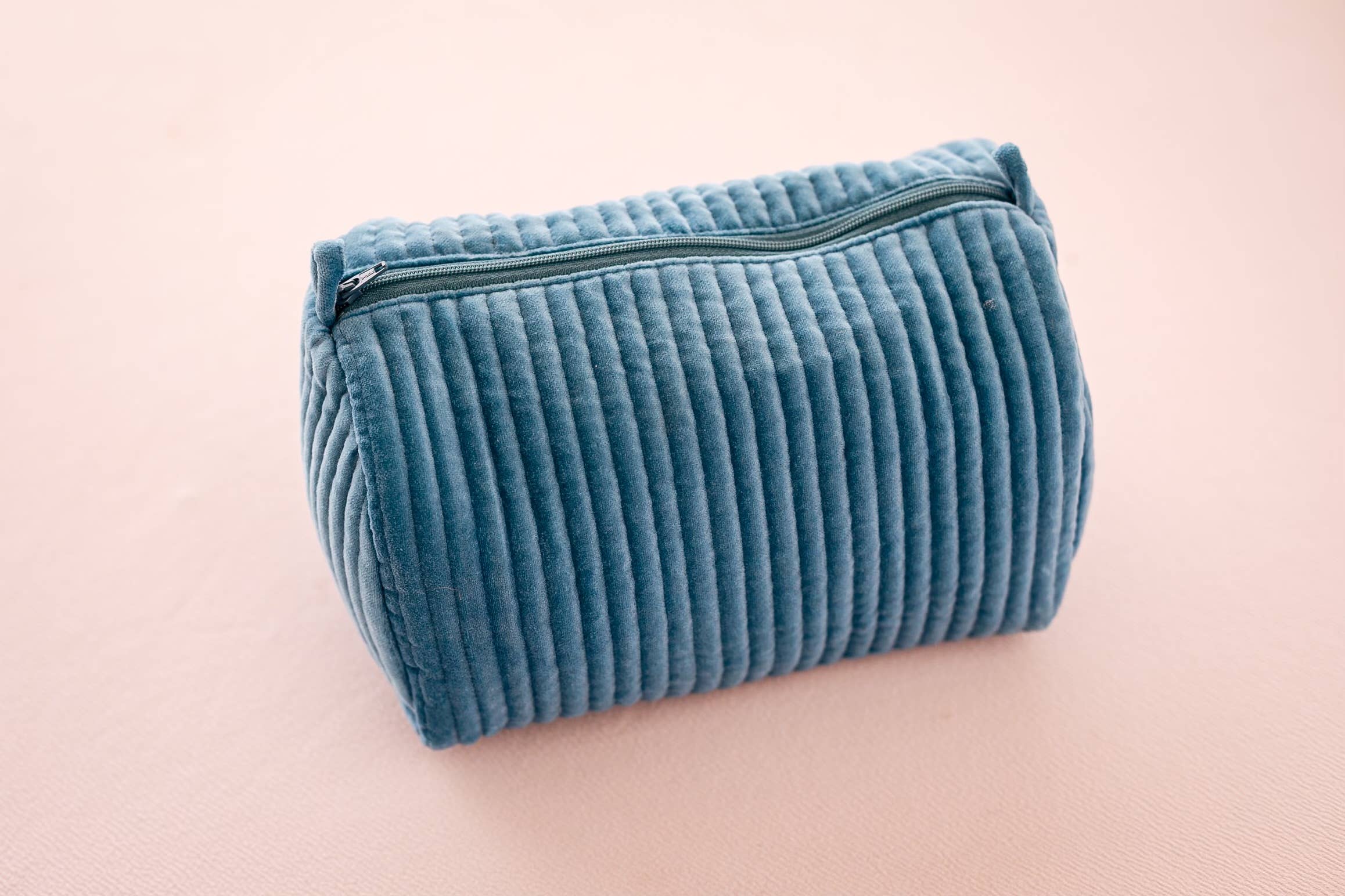 Velvet & Block Print Lined Cosmetic Pouch