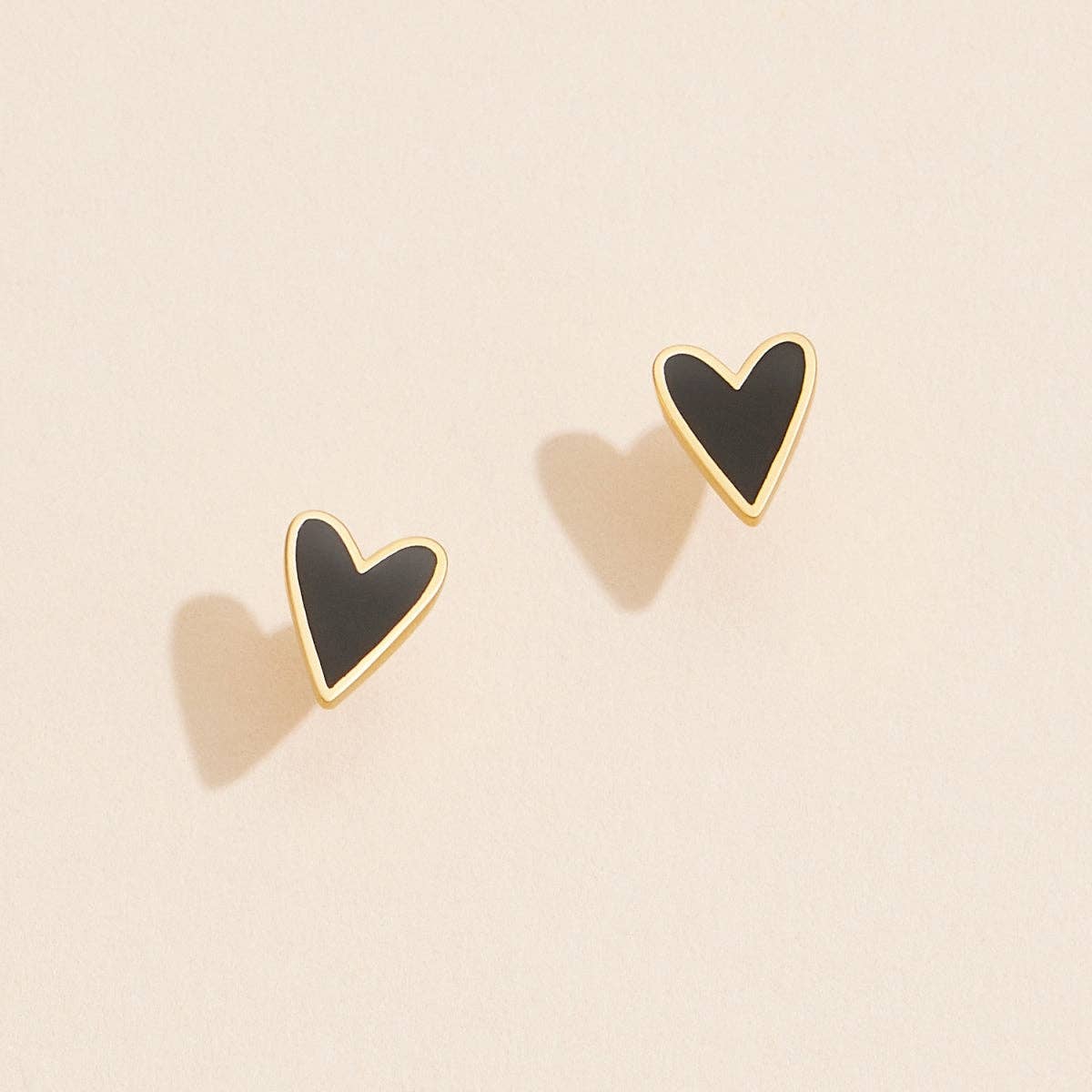 Enamel Heart 18K Gold Dip Stud Earrings: Mint / One / JE-654
