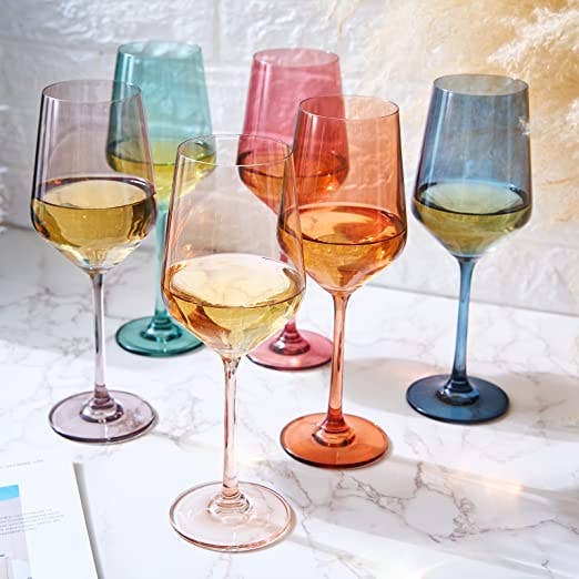 Colored Wine Glasses Pastel - Set of 6