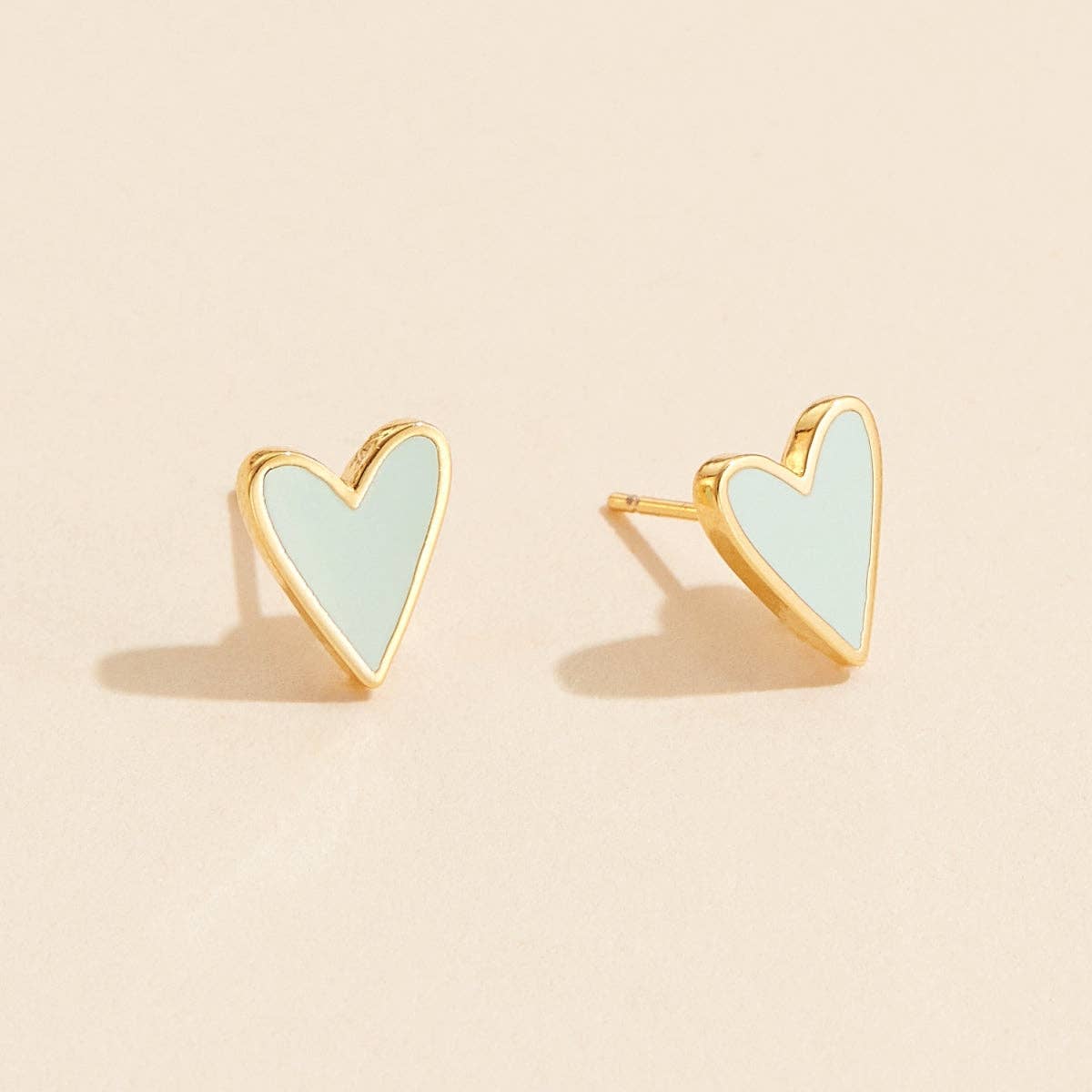Enamel Heart Stud Earrings: Black