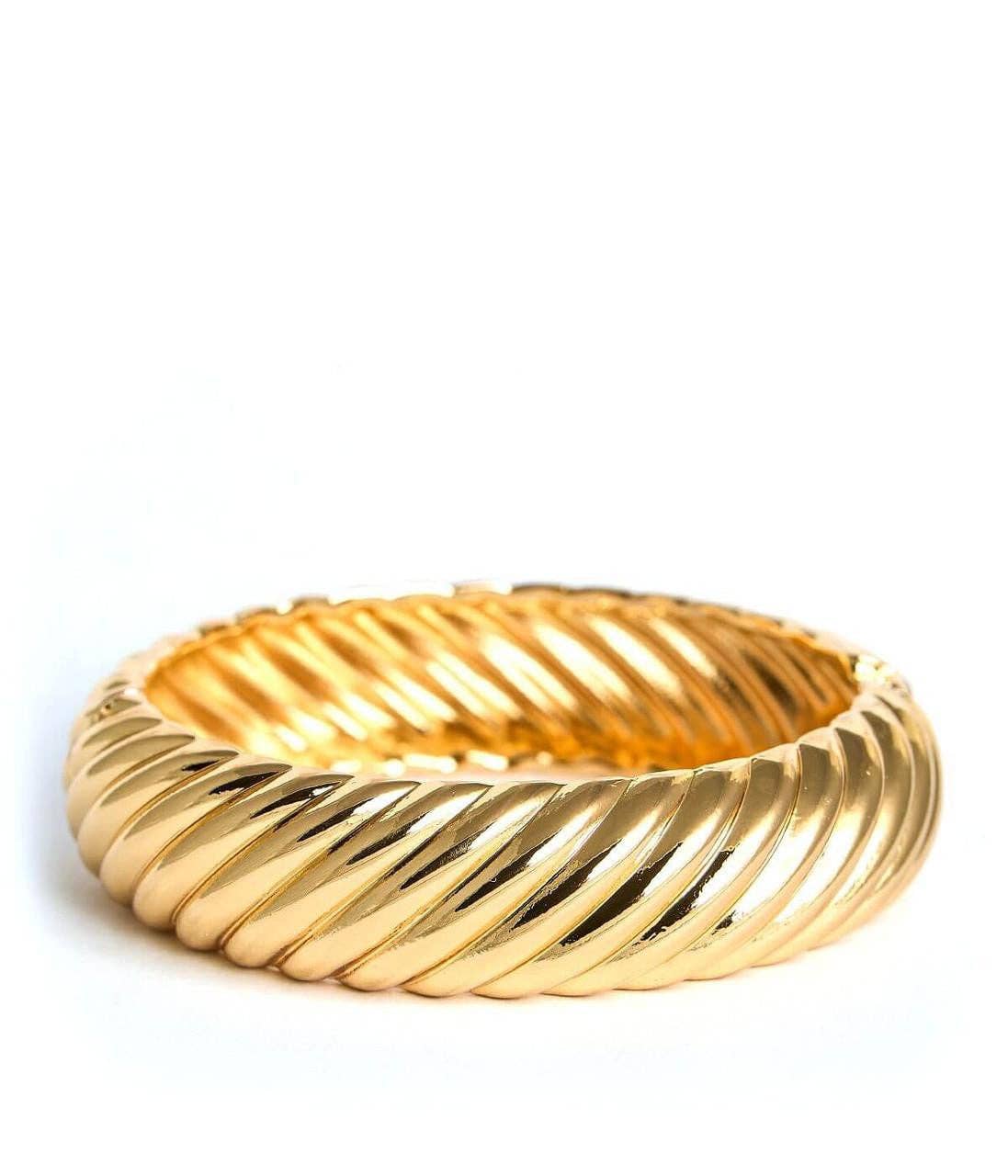 Gold Ribbed Cuff Bracelet