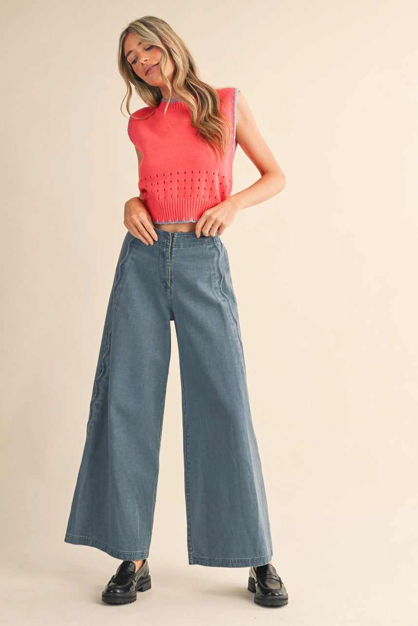 Sweater Vest with Accent Stitching