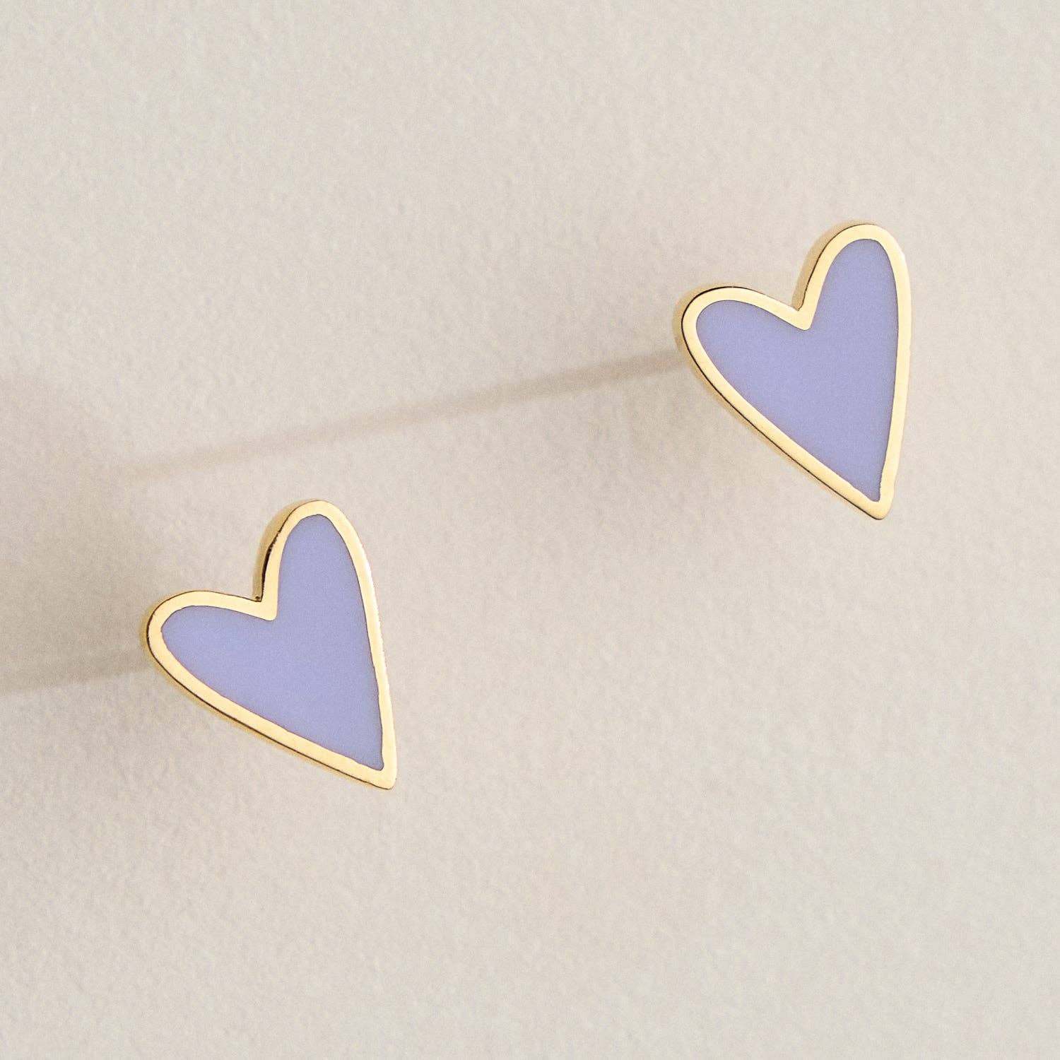 Enamel Heart 18K Gold Dip Stud Earrings: Blush / One / JE-654