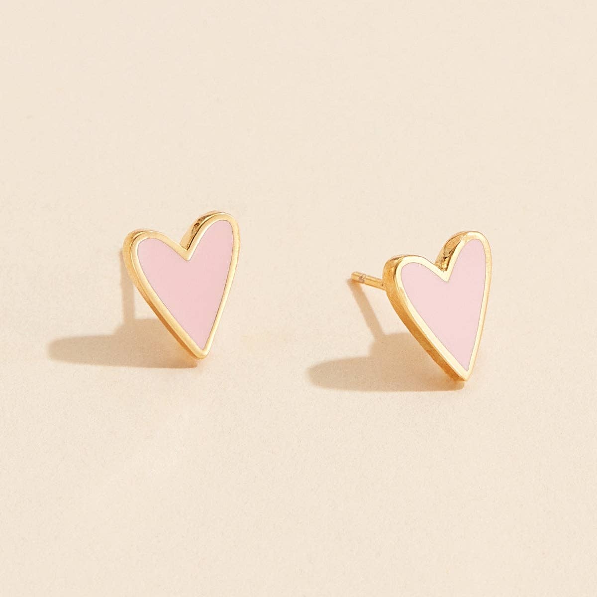 Enamel Heart 18K Gold Dip Stud Earrings: Mint / One / JE-654
