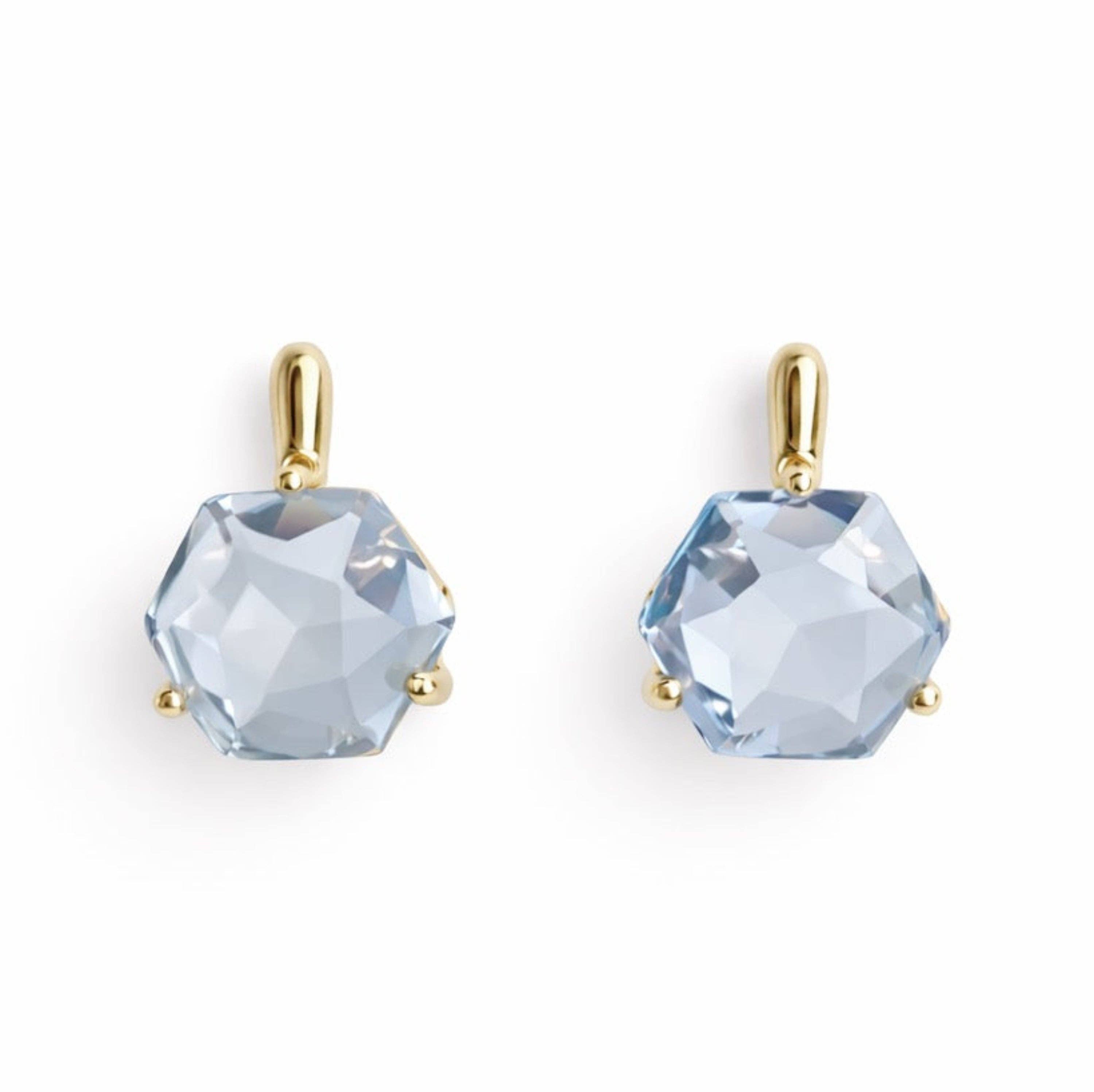 Gilded Prism Drop Earrings – Faceted Stones With A Sculpted Gold Setting: Crystal Clear