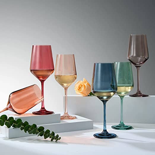 Colored Wine Glasses Pastel - Set of 6