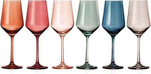Colored Wine Glasses Pastel - Set of 6