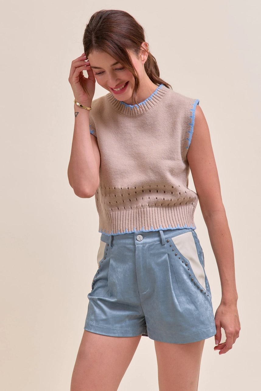 Sweater Vest with Accent Stitching