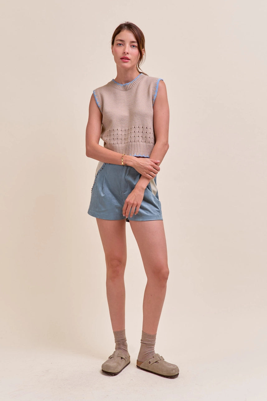 Sweater Vest with Accent Stitching